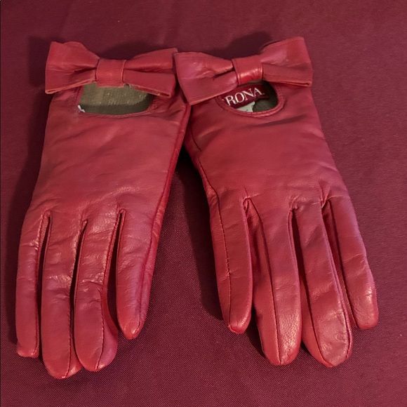 Merona Accessories - NWOT Merona Red Leather Gloves with Bow Detail